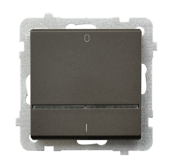 Łącznik dwubiegunowy z podświetleniem niebieskim seria SONATA kolor Czekoladowy metalik symbol ŁP-11RS/m/40