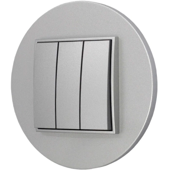 Włącznik potrójny z ramką okrągłą seria MINI kolor srebrny