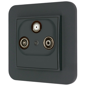 Gniazdo rtv-sat z ramką zaokrągloną seria MINI kolor grafitowy mat