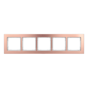 Ramka uniwersalna pięciokrotna - aluminium szczotkowane ramka: kolor miedziany; spód: biały Karlik seria DECO 9-0-DRA-5 kolor miedziany