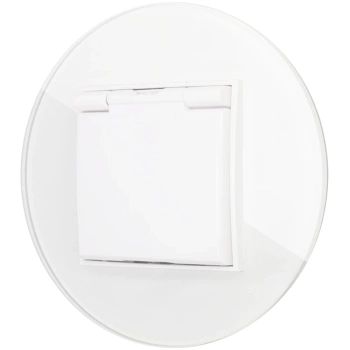 Gniazdo hermetyczne z ramką okrągłą efekt szkła seria ICON kolor biały