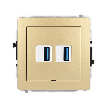 Mechanizm gniazda podwójnego 2xUSB A-A 3.0, bez pola opisowego Karlik seria DECO 29DGUSBBO-6 kolor złoty
