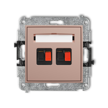 Mechanizm gniazda głośnikowego podwójnego Karlik seria MINI 62MGG-2 kolor łososiowy