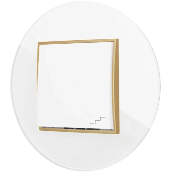 Włącznik schodowy z ramką okrągłą efekt szkła seria ICON kolor biały/złoty