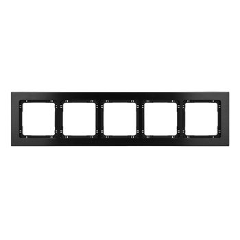 Ramka uniwersalna pięciokrotna - aluminium szczotkowane ramka: czarna; spód: czarny Karlik seria DECO 12-12-DRA-5 kolor czarny