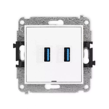 Mechanizm gniazda podwójnego 2xUSB A-A 3.0, bez pola opisowego Karlik seria ICON 25IGUSBBO-6 kolor biały mat