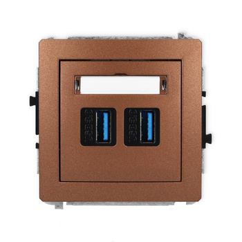 Mechanizm gniazda podwójnego 2xUSB A-A 3.0 Karlik seria DECO 9DGUSB-6 kolor brązowy metalik