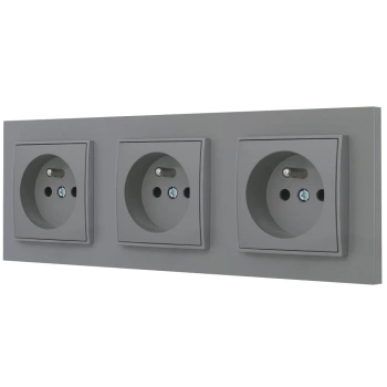 Trzy gniazda pojedyncze z ramką prostą seria MINI kolor szary mat