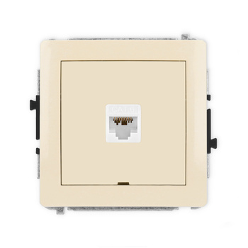 Mechanizm gniazda komputerowego pojedynczego 1xRJ45, kat. 6A, 8-stykowy, bez pola opisowego Karlik seria DECO 1DGKBO-7 kolor beżowy