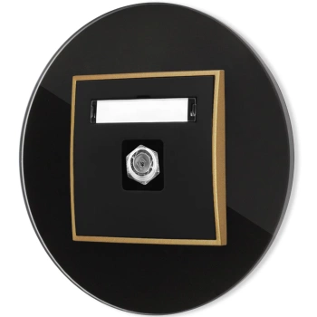 Gniazdo antenowe 1x z ramką okrągłą efekt szkła seria ICON kolor czarny/złoty