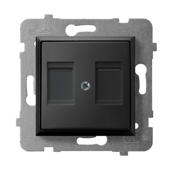 Obudowa gniazda podwójnego z przesłoną typu Keystone prosta seria ARIA kolor Czarny metalik symbol GPK-2UP/p/33