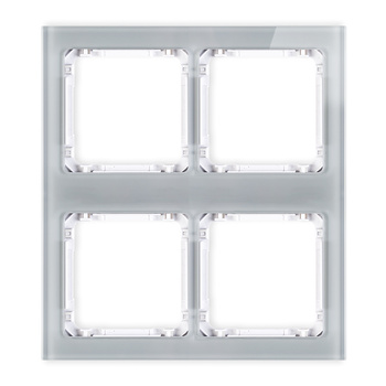 Ramka modułowa 4 krotna 2 poziom, 2 pion - efekt szkła ramka szara; spód biała Karlik seria DECO 15-0-DRSM-2x2 kolor szary