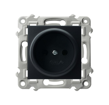 Gniazdo pojedyncze seria SZAFIR kolor Czarny metalik symbol GP-1Z/m/33