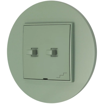 Włącznik schodowy podwójny w stylu USA ramka okrągła seria Mini kolor szałwiowy