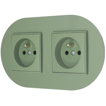 Dwa gniazda pojedyncze z ramką okrągłą seria MINI kolor szałwiowy