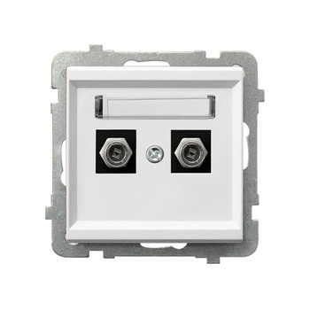 Gniazdo antenowe typu F podwójne seria SONATA kolor Biały symbol GPA-2RF/m/00