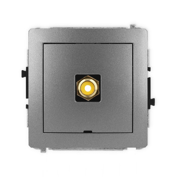 Mechanizm gniazda pojedynczego RCA, bez pola opisowego typu cinch - żółty, pozłacany Karlik seria DECO 11DGRCABO-1 kolor grafitowy