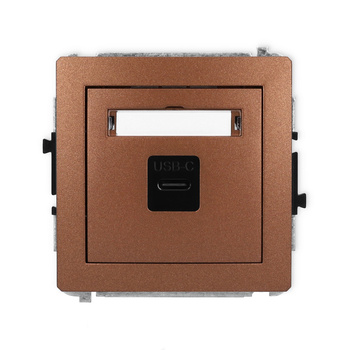 Mechanizm gniazda pojedynczego 1xUSB C-C Karlik seria DECO 9DGUSB-7 kolor brązowy metalik