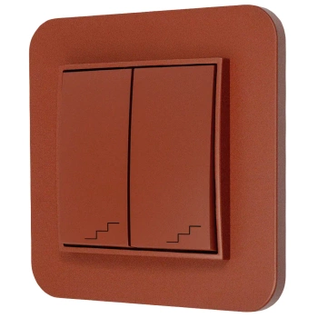 Włącznik schodowy podwójny z ramką zaokrągloną seria MINI kolor terakota