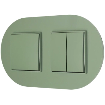 Dwa włączniki pojedynczy i podwójny z ramką okrągłą seria MINI kolor szałwiowy