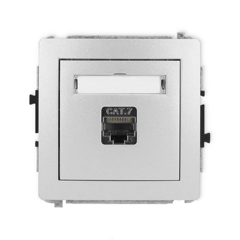 Mechanizm gniazda komputerowego pojedynczego 1xRJ45, kat. 7, ekranowany, 8-stykowy Karlik seria DECO 7DGK-9 kolor srebrny metalik