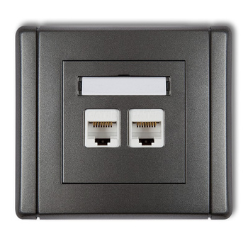 Gniazdo komputerowe podwójne 2xRJ45, kat. 6, 8-stykowe Karlik seria FLEXI 11FGK-4 kolor grafitowy