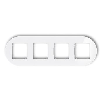 Ramka uniwersalna poczwórna okrągła - efekt szkła ramka: biała spód: biały Karlik seria ICON 0-0-IRSO-4 kolor biały