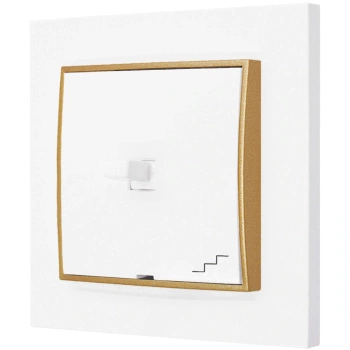 Włącznik schodowy w stylu USA ramka kwadratowa seria Mini kolor biały mat/złoty