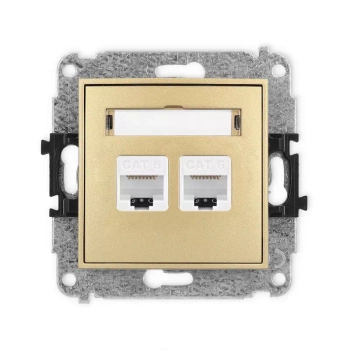 Mechanizm gniazda komputerowego podwójnego 2xRJ45, kat. 6, 8-stykowy Karlik seria MINI 29MGK-4 kolor złoty