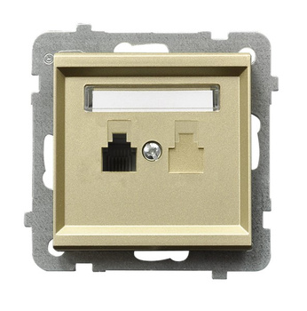 Gniazdo telefoniczne pojedyncze seria SONATA kolor Szampański złoty symbol GPT-1R/m/39