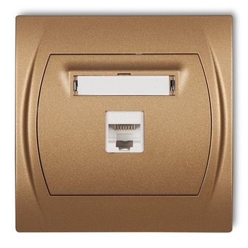 Gniazdo komputerowe pojedyncze 1xRJ45, kat. 5e, 8-stykowy Karlik seria LOGO 8LGK-1 kolor złoty metalik