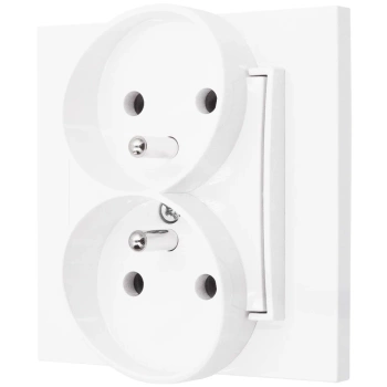 Gniazdo podwójne z ramką  karlik mini kolor biały