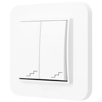 Włącznik schodowy podwójny z ramką zaokrągloną seria MINI kolor biały