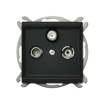 Gniazdo RTV-SAT przelotowe seria SONATA kolor Czarny metalik symbol GPA-RSP/m/33