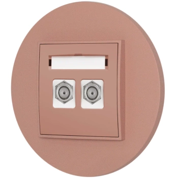 Gniazdo antenowe 2x z ramką okrągłą seria MINI kolor łososiowy