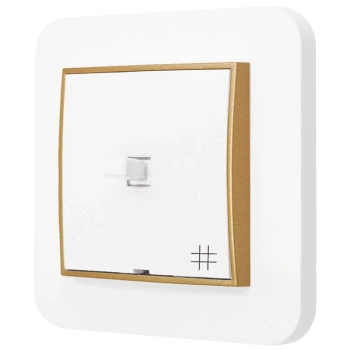 Włącznik krzyżowy w stylu USA ramka zaokrąglona seria Mini kolor biały mat/złoty