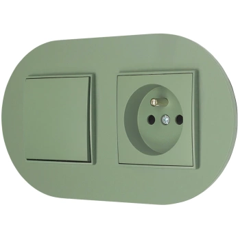 Włącznik pojedynczy z gniazdem pojedynczym z ramką okrągłą seria MINI kolor szałwiowy