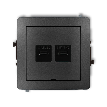 Mechanizm ładowarki USB podwójnej 2xUSB C, 20W max., bez pola opisowego Karlik seria DECO 11DCUSBBO-7 kolor grafitowy