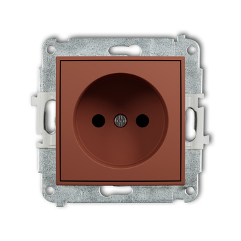 Mechanizm gniazda pojedynczego bez uziemienia 2P z przesłonami torów Karlik seria ICON 63IGP-1p kolor terakota