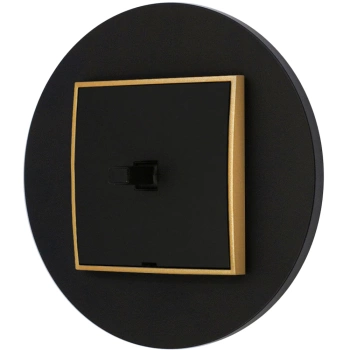 Włącznik pojedynczy w stylu USA ramka okrągła seria Mini kolor czarny mat/złoty