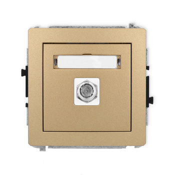 Mechanizm gniazda antenowego pojedynczego typu F SAT niklowany Karlik seria DECO 8DGF-1 kolor złoty metalik