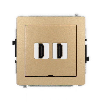 Mechanizm gniazda podwójnego HDMI 2.0, 4K, bez pola opisowego Karlik seria DECO 8DHDMIBO-4 kolor złoty metalik