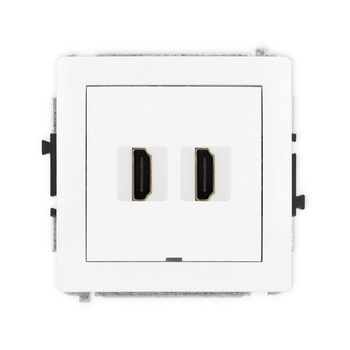 Mechanizm gniazda podwójnego HDMI 2.0, 4K, bez pola opisowego Karlik seria DECO DHDMIBO-4 kolor biały