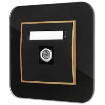 Gniazdo antenowe 1x z ramką zaokrągloną efekt szkła seria ICON kolor czarny/złoty