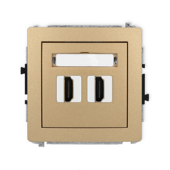 Mechanizm gniazda podwójnego HDMI 2.0, 4K Karlik seria DECO 8DHDMI-4 kolor złoty metalik