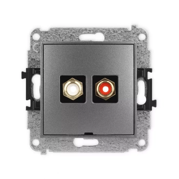 Mechanizm gniazda podwójnego RCA, bez pola opisowego typu cinch - biały i czerwony, pozłacany Karlik seria ICON 11IGRCABO-2 kolor grafitowy