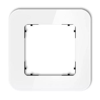 Ramka uniwersalna pojedyncza zaokrąglona - efekt szkła ramka: biała; spód: czarny Karlik seria ICON 0-12-IRSZ-1 kolor biały