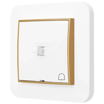 Włącznik dzwonkowy w stylu USA ramka zaokrąglona seria Mini kolor biały mat/złoty
