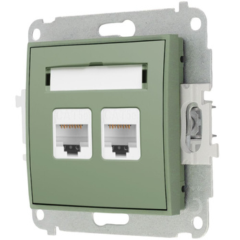 Mechanizm gniazda komputerowego podwójnego 2xRJ45, kat. 5e, 8-stykowy Karlik seria MINI 61MGK-2 kolor szałwiowy