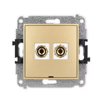 Mechanizm gniazda głośnikowego pojedynczego, bez pola opisowego typu banan - czerwony i czarny, pozłacany, 4 mm2, do lutowania Karlik seria ICON 29IGGBO-3 kolor złoty